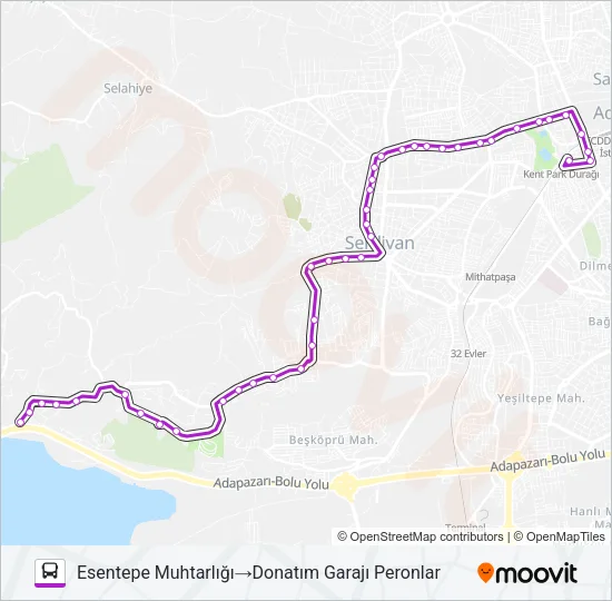 ESENTEPE - KIRCAALI - DONATIM GARAJI Bus Line Map
