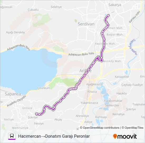 SAPANCA - HACIMERCAN - DONATIM GARAJI Bus Line Map