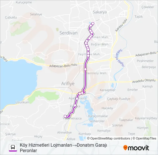 KÖY HIZMETLERI LOJMANLARI - DONATIM GARAJI Bus Line Map