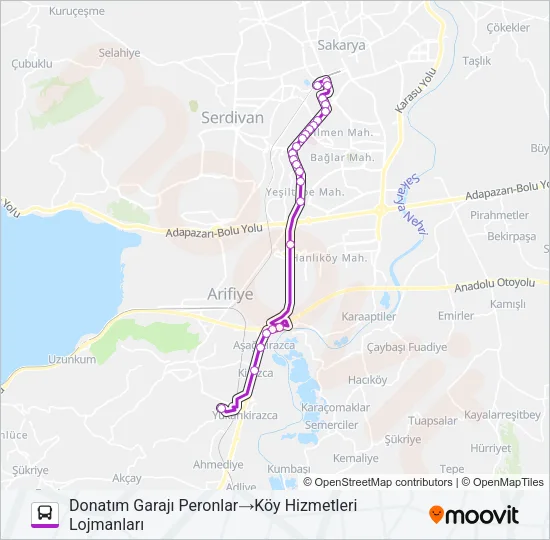 KÖY HIZMETLERI LOJMANLARI - DONATIM GARAJI Bus Line Map