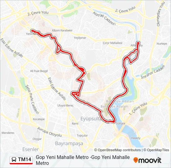 TM14 Bus Line Map