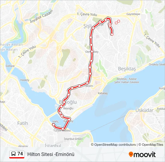 74 Bus Line Map