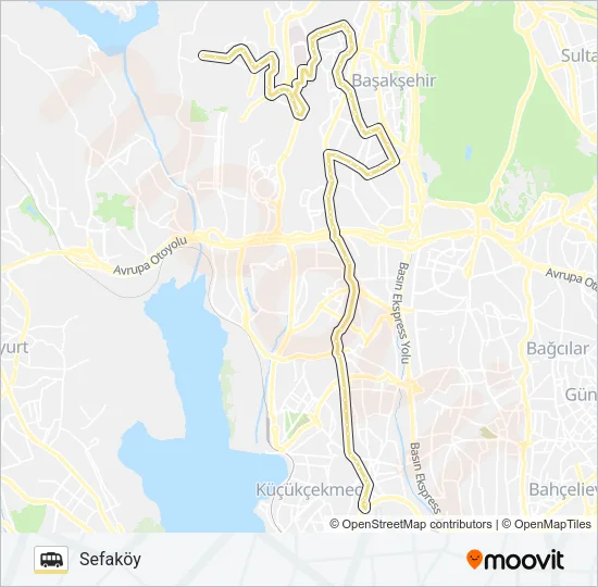 SEFAKÖY - KAYAŞEHIR Dolmus & Minibus Line Map