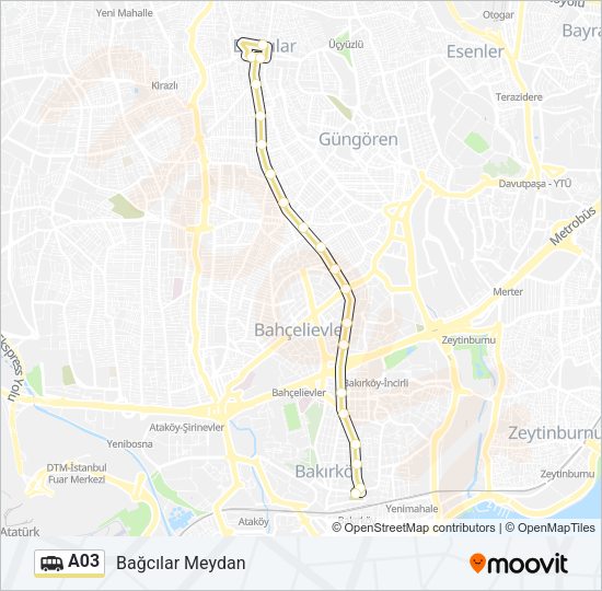 A03 Dolmus & Minibus Line Map