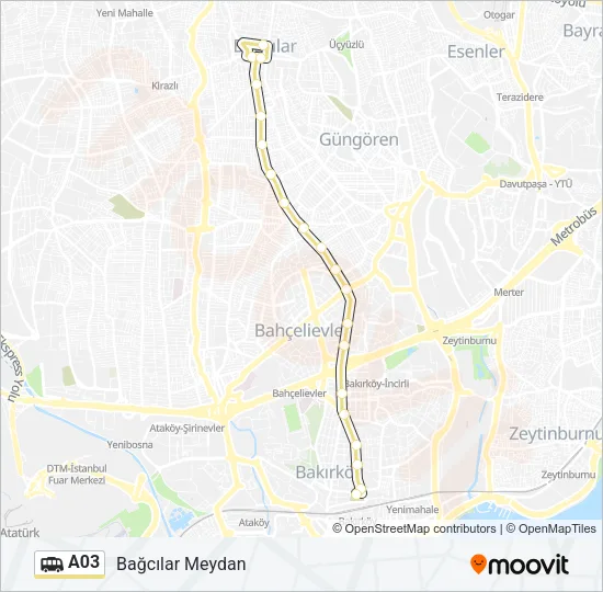 A03 Dolmus & Minibus Line Map