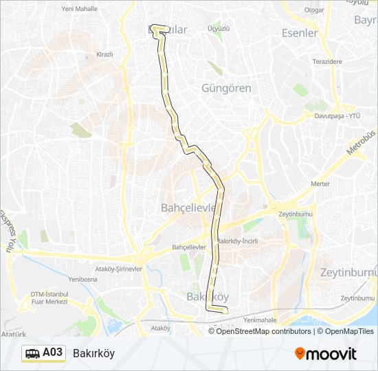 A03 Dolmus & Minibus Line Map