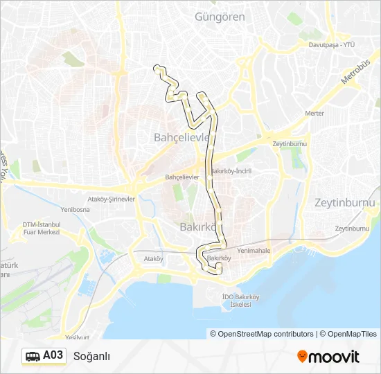 A03 Dolmus & Minibus Line Map