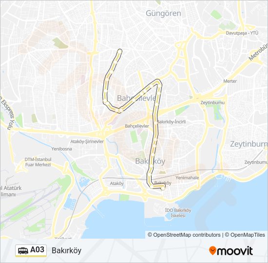 A03 Dolmus & Minibus Line Map
