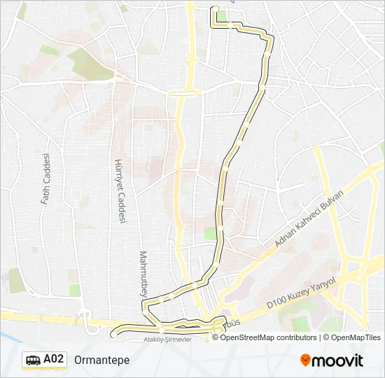 A02 Dolmus & Minibus Line Map