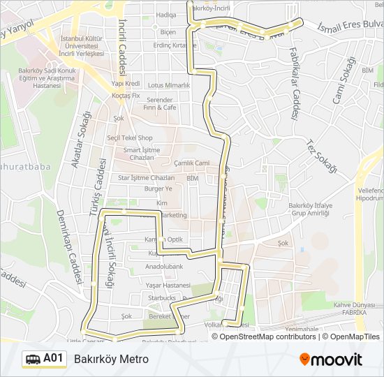 A01 Dolmus & Minibus Line Map