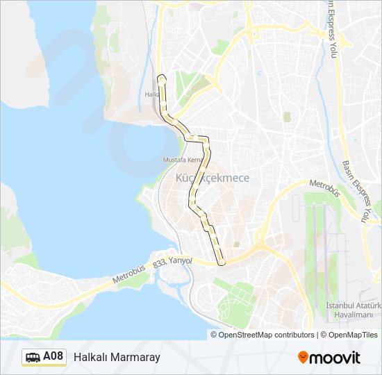 A08 Dolmus & Minibus Line Map