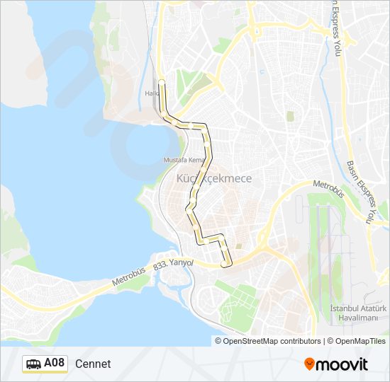 A08 Dolmus & Minibus Line Map