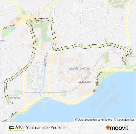 A10 Dolmus & Minibus Line Map