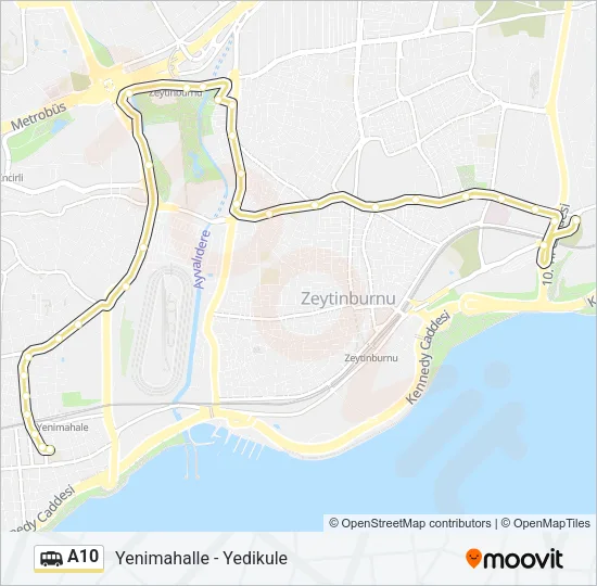 A10 Dolmus & Minibus Line Map