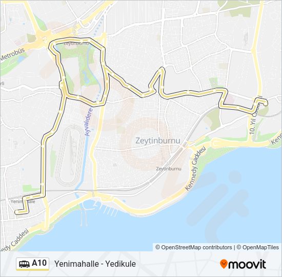 A10 Dolmus & Minibus Line Map