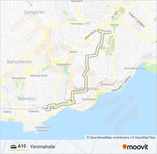 A10 Dolmus & Minibus Line Map