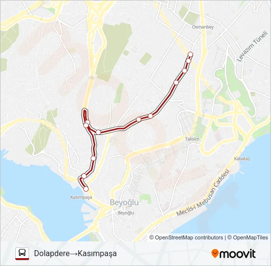 KASIMPAŞA - PANGALTI Bus Line Map