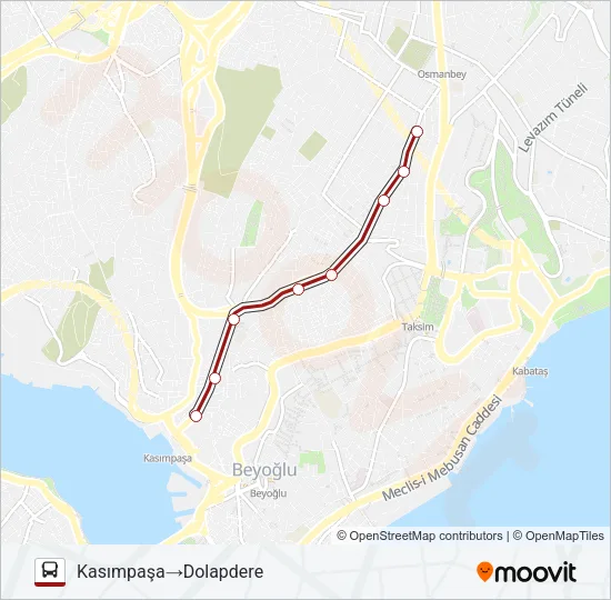 KASIMPAŞA - PANGALTI Bus Line Map