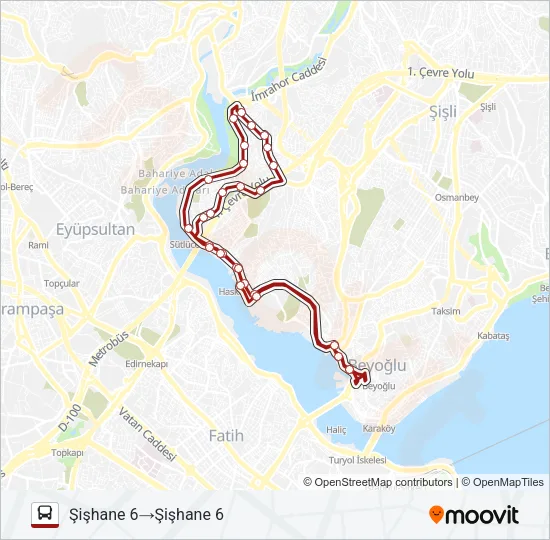 ŞIŞHANE - SÜTLÜCE - ÖRNEKTEPE Bus Line Map