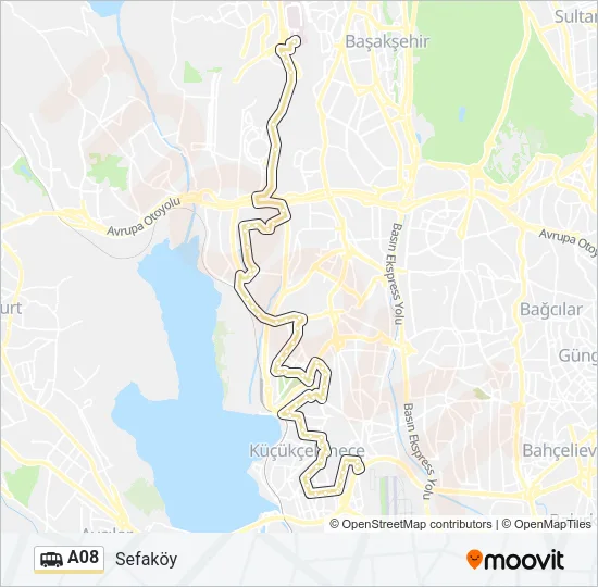 A08 Dolmus & Minibus Line Map