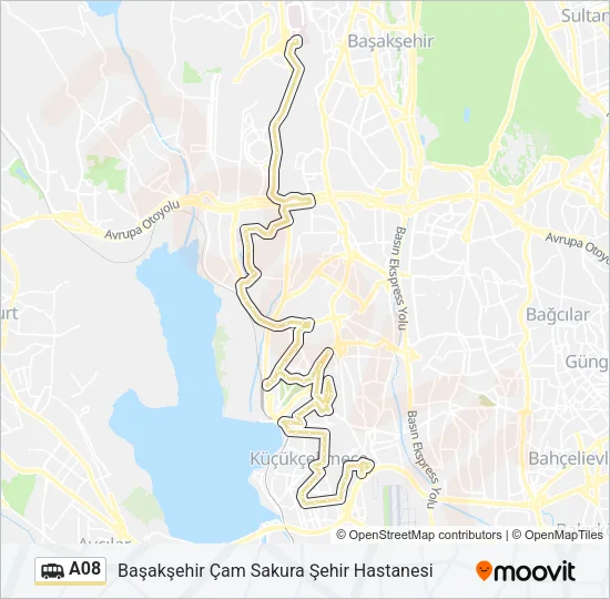 A08 Dolmus & Minibus Line Map
