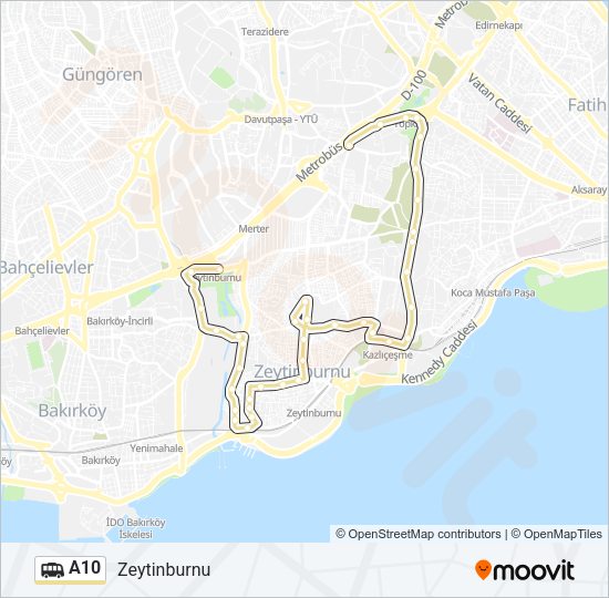 A10 Dolmus & Minibus Line Map