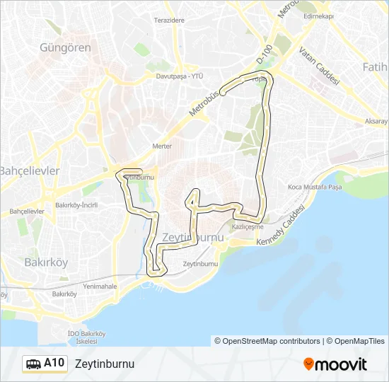 A10 Dolmus & Minibus Line Map