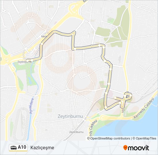 A10 Dolmus & Minibus Line Map