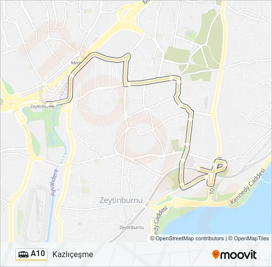 A10 Dolmus & Minibus Line Map