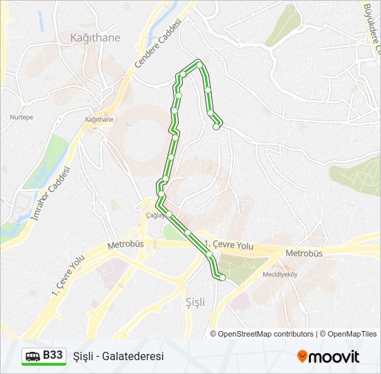 B33 Dolmus & Minibus Line Map