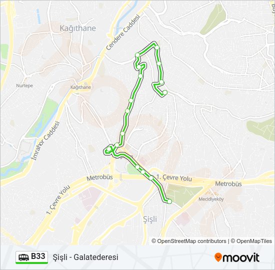 B33 Dolmus & Minibus Line Map
