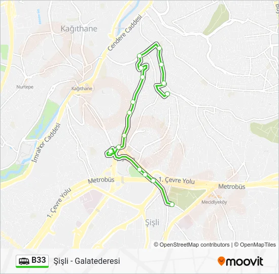 B33 Dolmus & Minibus Line Map
