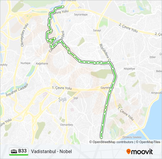 B33 Dolmus & Minibus Line Map