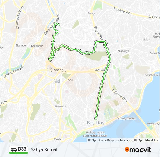 B33 Dolmus & Minibus Line Map