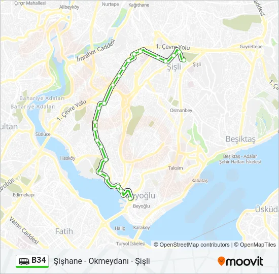B34 Dolmus & Minibus Line Map