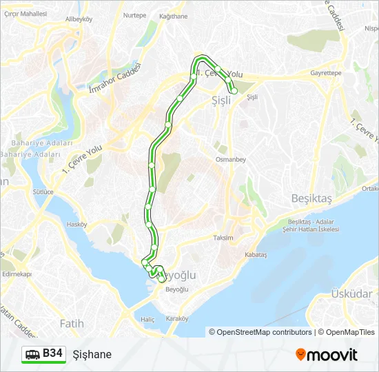B34 Dolmus & Minibus Line Map