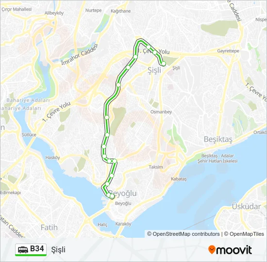 B34 Dolmus & Minibus Line Map