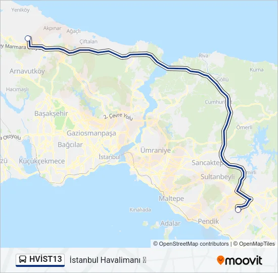 HVİST13 Bus Line Map