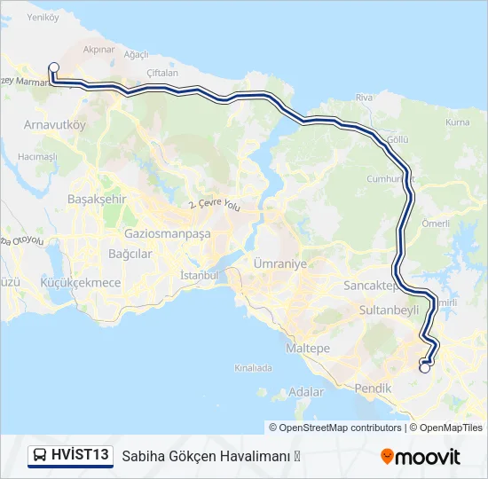 HVİST13 Bus Line Map