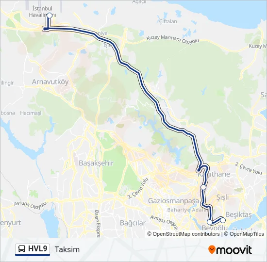 HVL9 Bus Line Map