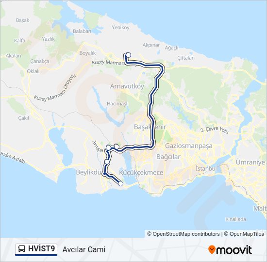 HVİST9 Bus Line Map