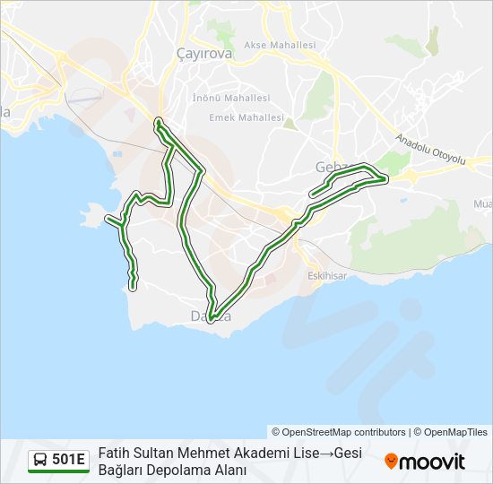 501E Bus Line Map