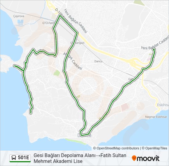 501E Bus Line Map