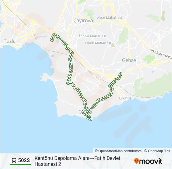 502S Bus Line Map