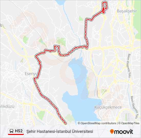 HS2 otobüs Hattı Haritası