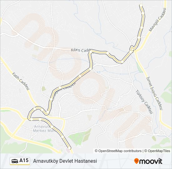 A15 Dolmus & Minibus Line Map