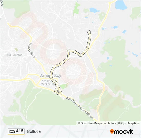 A15 minibüs / dolmuş Hattı Haritası