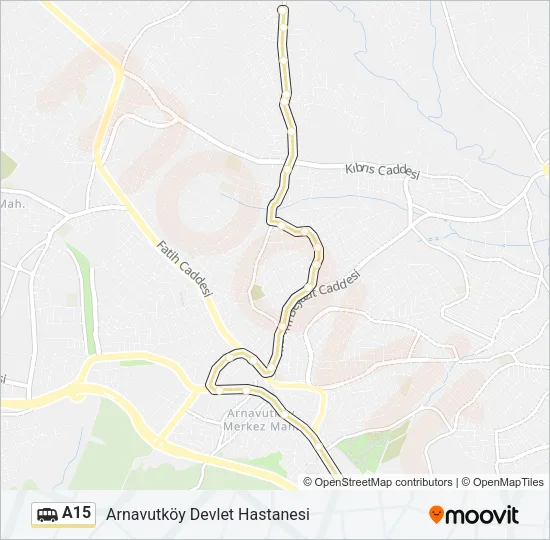 A15 Dolmus & Minibus Line Map