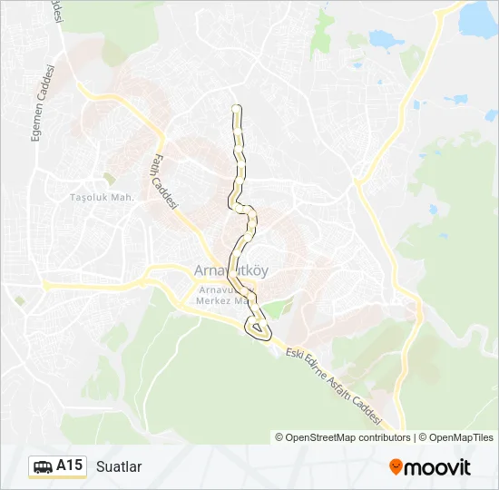 A15 Dolmus & Minibus Line Map