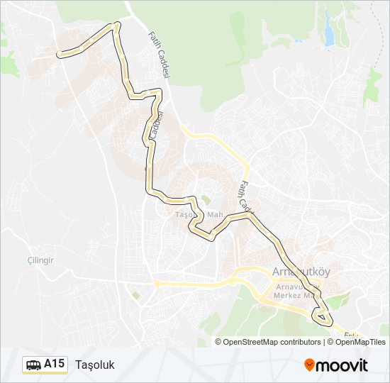 A15 Dolmus & Minibus Line Map